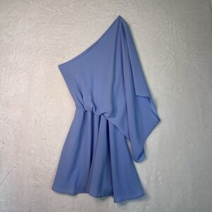 Saints & Hearts Womens One Shoulder Dress S Light Blue Flowy‎ Sophisticated